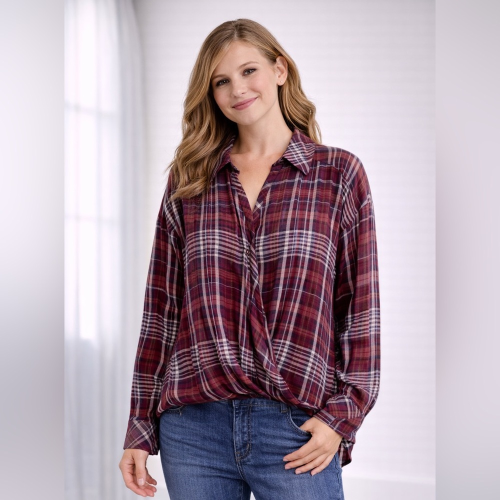 Jessica Simpson Nursing Plaid Long Sleeve Shirt | S | NWOT